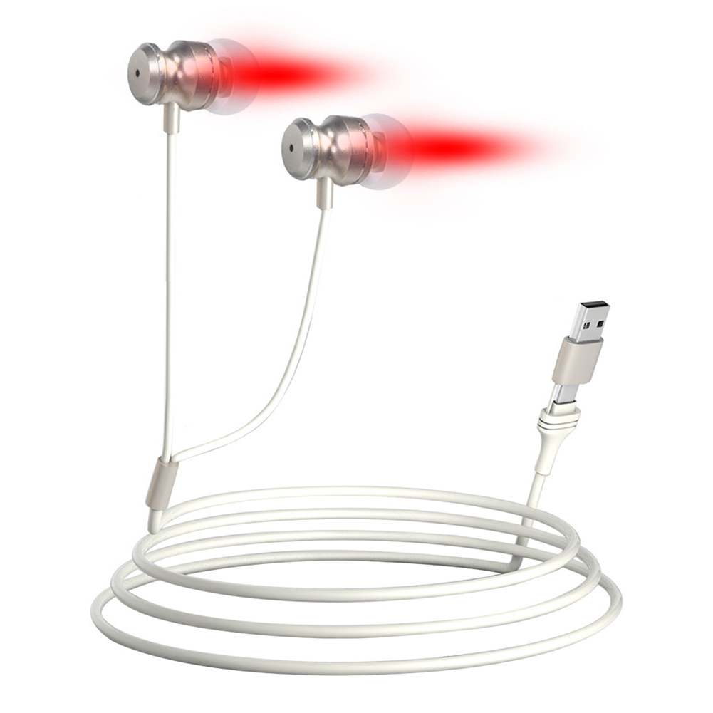 Tinnitus infrared earplugs usb + type c with silicone ear canal cover, red light therapy 650 nm red light ear therapy devices