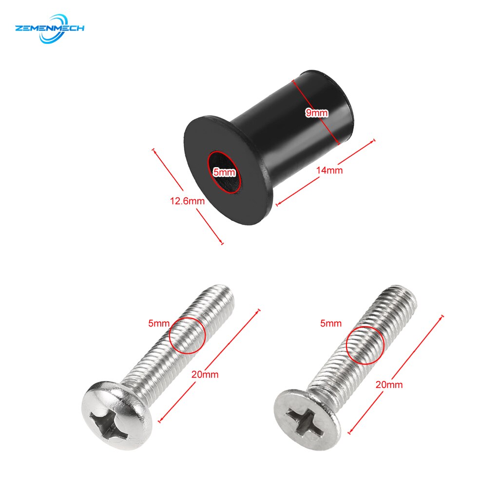 6PCS M5 Rubber Well Nuts With Screw Blind Fastener Motorcycle Windscreen Windshield Rivet Marine Accessories Boat Canoe Dinghy
