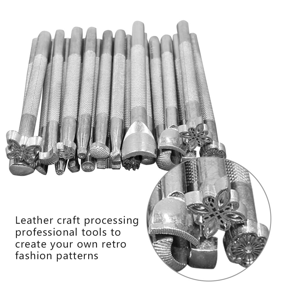 20pcs/set DIY Carving Printing Tool Leather Flower Pattern Craft Engrave Stamping Embossing Mold