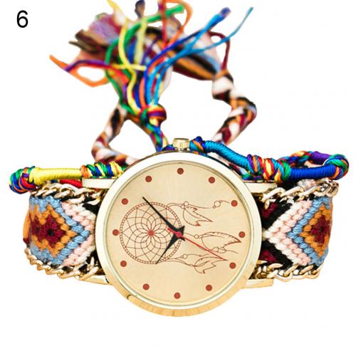 Montres femmes style ethnique bracelet tissé multicolore montre décoration: 6