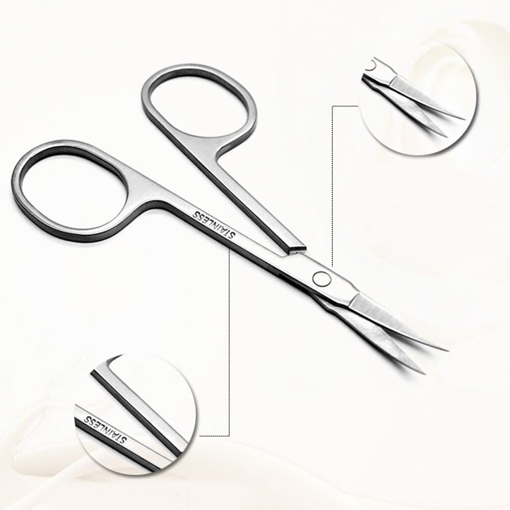 2 pcs Eyebrow Scissors Stainless Steel Straight Tip Scissor for Hair Cutting Trimmer Scissors Eyebrow Shaver Nose Hair Removal