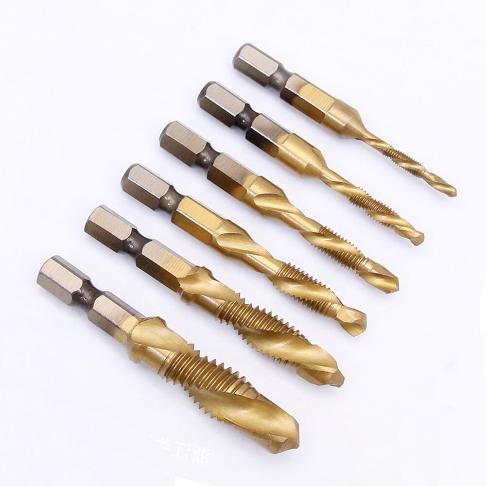 Brocas de taladro de tornillo de M3-M10, Brocas HSS, combinación metalúrgica, acero de alta velocidad métrico, titanio, brocas hexagonales de cambio rápido de 1/4"