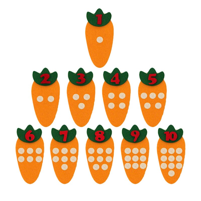 Insegnamento Scuola Materna FAI DA TE Manuale Del Tessuto Del Panno Del Bambino di Apprendimento Precoce Giocattoli Educativi Sussidi Didattici Montessori Matematica Giocattoli: 10pcs Carrot