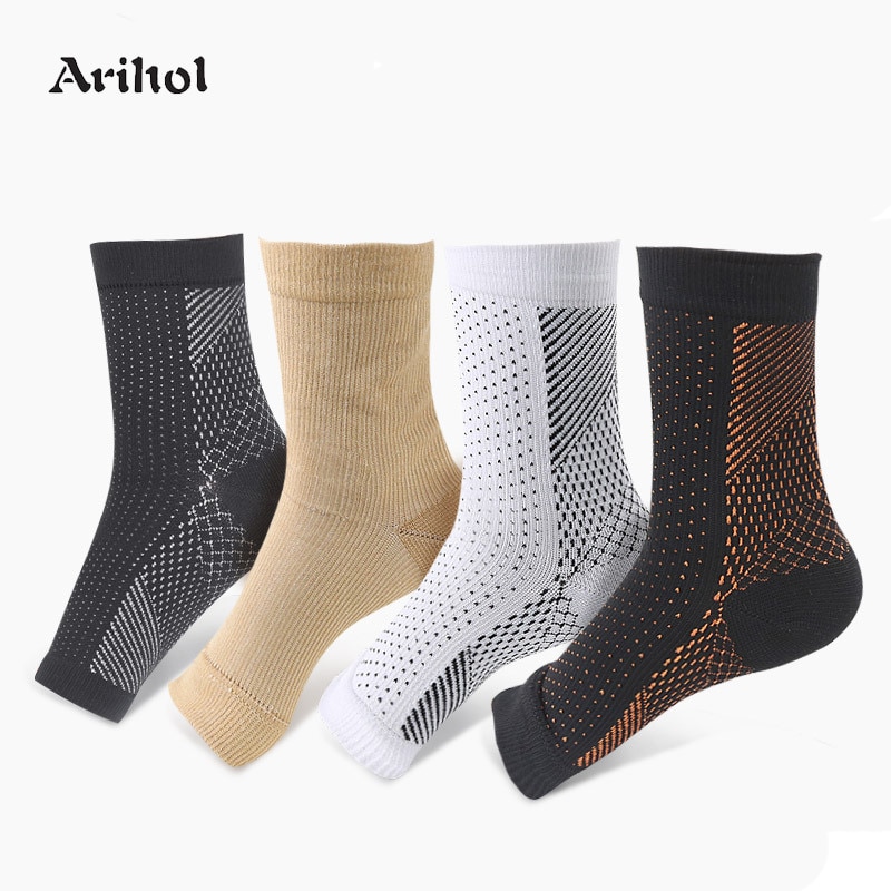Chaussettes de Compression de fasciite plantaire pour femmes et hommes, 2 paires, manchon de cheville, fournit un soutien de la voûte plantaire, soulagement de la douleur au talon