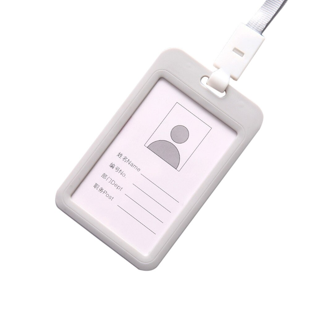 Portable Colorful Employee Plastic ID Card Holder Name Lanyard Neck Strap: D