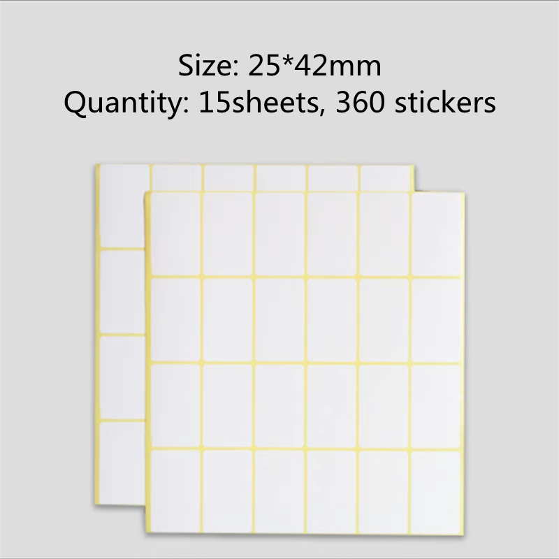 15Sheets Paper Self Adhesive Sticky White Label Name Stickers Blank Note Label Bar DIY Stationery Sticker Various Sizes Optional: WHITE