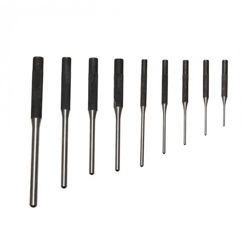 Y9RE 9 Pieces Roll Pin Punch Set Gunsmithing Kit Removing Repair Tool Standard Steel