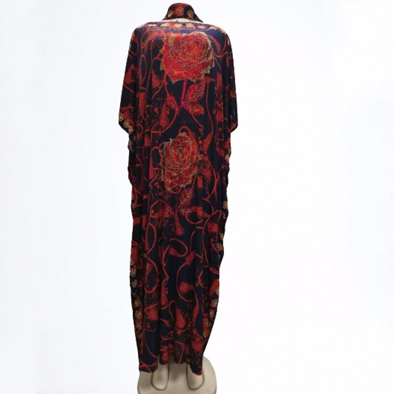 Dashiki Afrikaanse Lange Jurken Losse Jurk Batwing Maxi Lange Femme Vestidos Zomer Herfst Partij Elegante Jurk: Rood