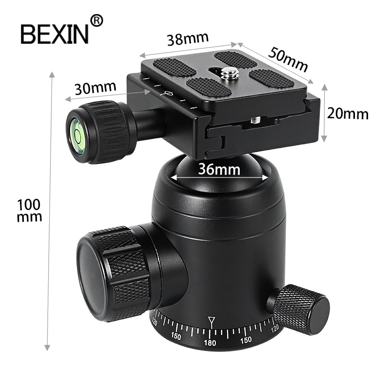 Bexin K-36 Roterende Statief Hoofd Foto Camera Stand Balhoofd Panoramisch Schieten Hoofd Dslr Viedo Mount Adapter Voor Punt Camera