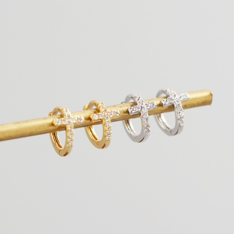 Ying Vahine 100% Plata de Ley 925 CZ, pendientes de Cruz para mujer
