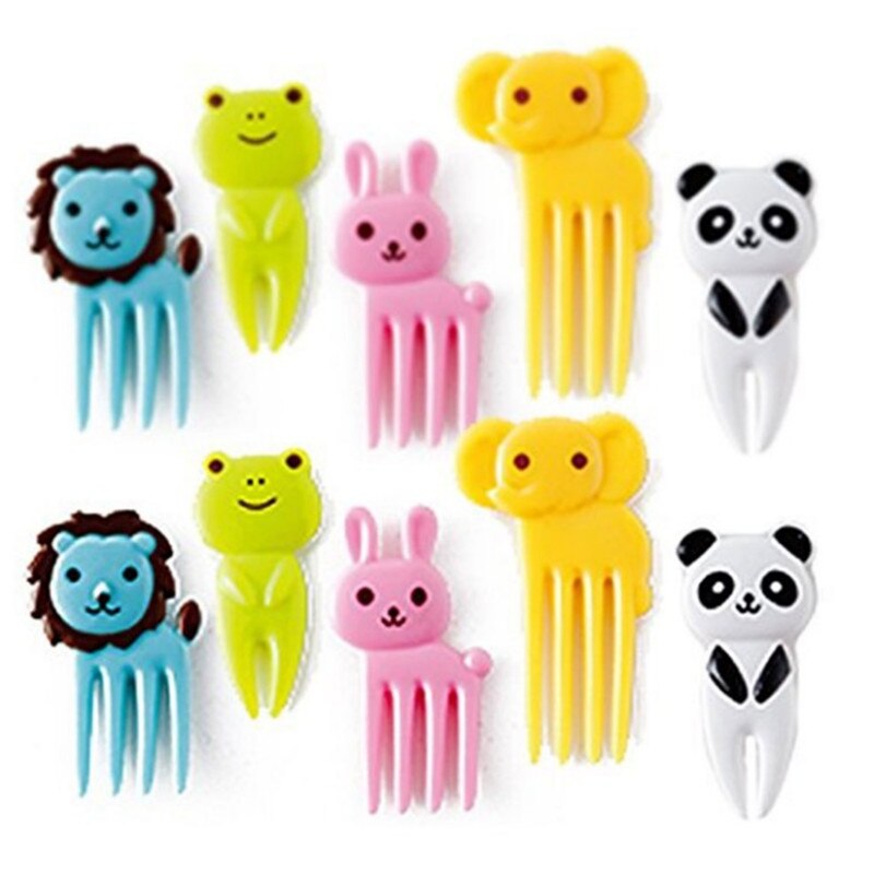 10pc/set Children's Fruit Fork Kitchen Gadgets Unicorn Fruit Fork Unicorn Party Cartoon Lunch Box Sign for Kitchen Accessories-S