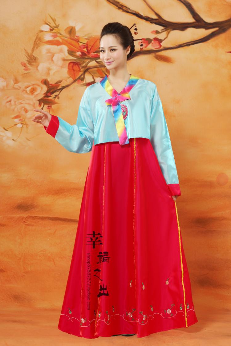 hanbook tradicional para mujeres traje coreano antiguo ropa perforance: Blue