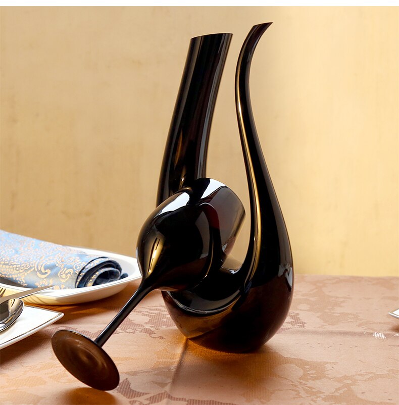 Decantador de vino negro sombreado copa de vidrio sin plomo copa de vino grande Copa creativa decoración de estante de vino