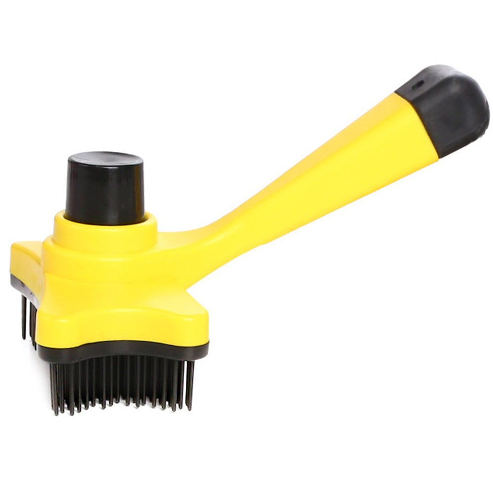 Cepillo de plástico para quitar la cutícula del perro, cepillo de champú duradero para mascotas, peine para pelo de mascota, piel de cardado, ducha para cachorro y gato: Yellow