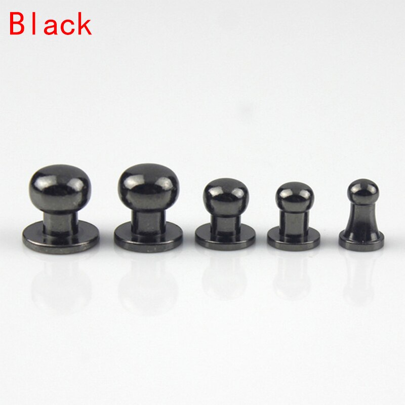 10Set Metalen Massief Messing Knop Schroef Klinknagels Diy Ambachten Lederen Product Tassen Klinknagels Monnik Hoofd Spikes Hardware Decor Nail gespen: Black / 7x5mm