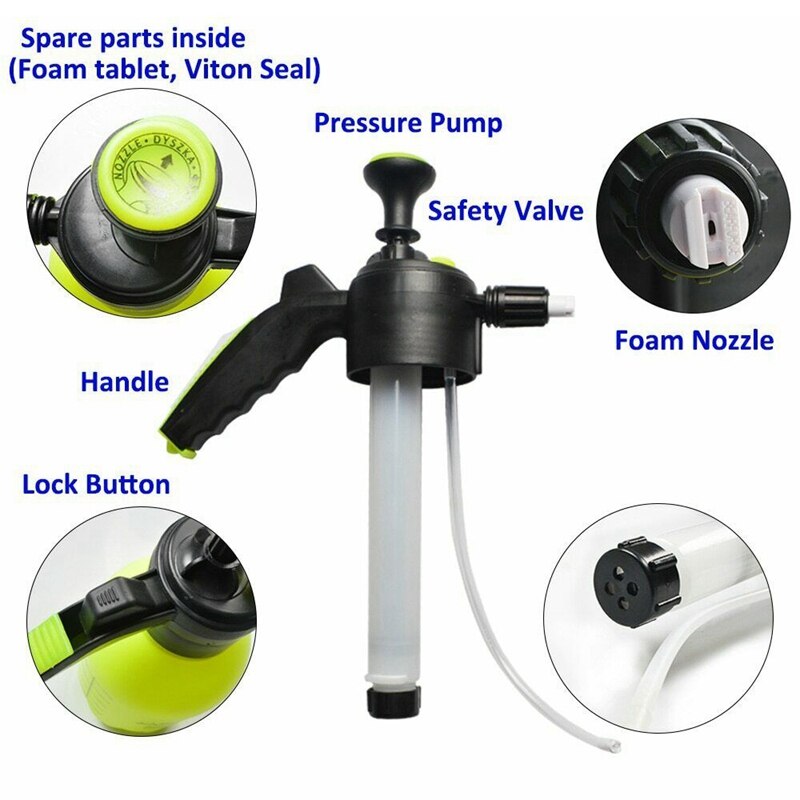 Hand Pump Foam Sprayer Hand Pressurized Foam Sprayer 2 L Pressure Foam Carwash Car Window Cleaning Garden Sprinkle