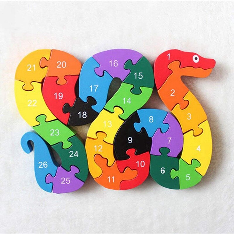 Alfabet Puzzel 3D Hout Kind Educatief Games Dieren Slang Speelgoed & Dinosaurus