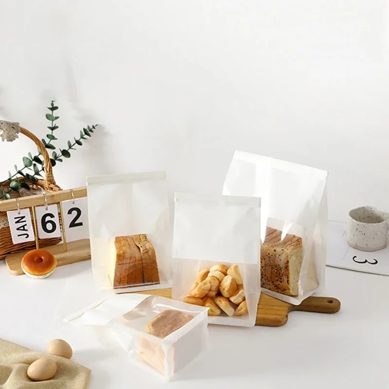 Bolsa de embalaje para pan con cierre hermético, embalaje transparente enrollado en alambre para galletas y pasteles, 30/50/100 unidades