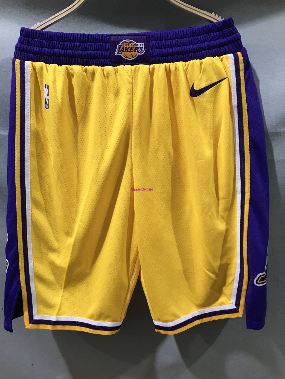 Pantaloncini da basket NBA Los Angeles Lakers pantaloni corti retrò pantaloncini sportivi a stampa calda pantaloncini gialli e bianchi