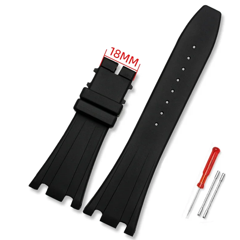 Silicone Watch Straps 26mm 27mm Watchband For AP 15400 15202 15500 15703 26470SO Royal Oak Offshore Men's Sports Rubber Bracelet: Silver Yellow