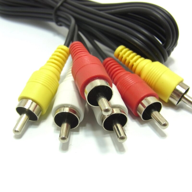 Code AV rouge blanc jaune broche code RCA fiche câble 1.0m noir (un)