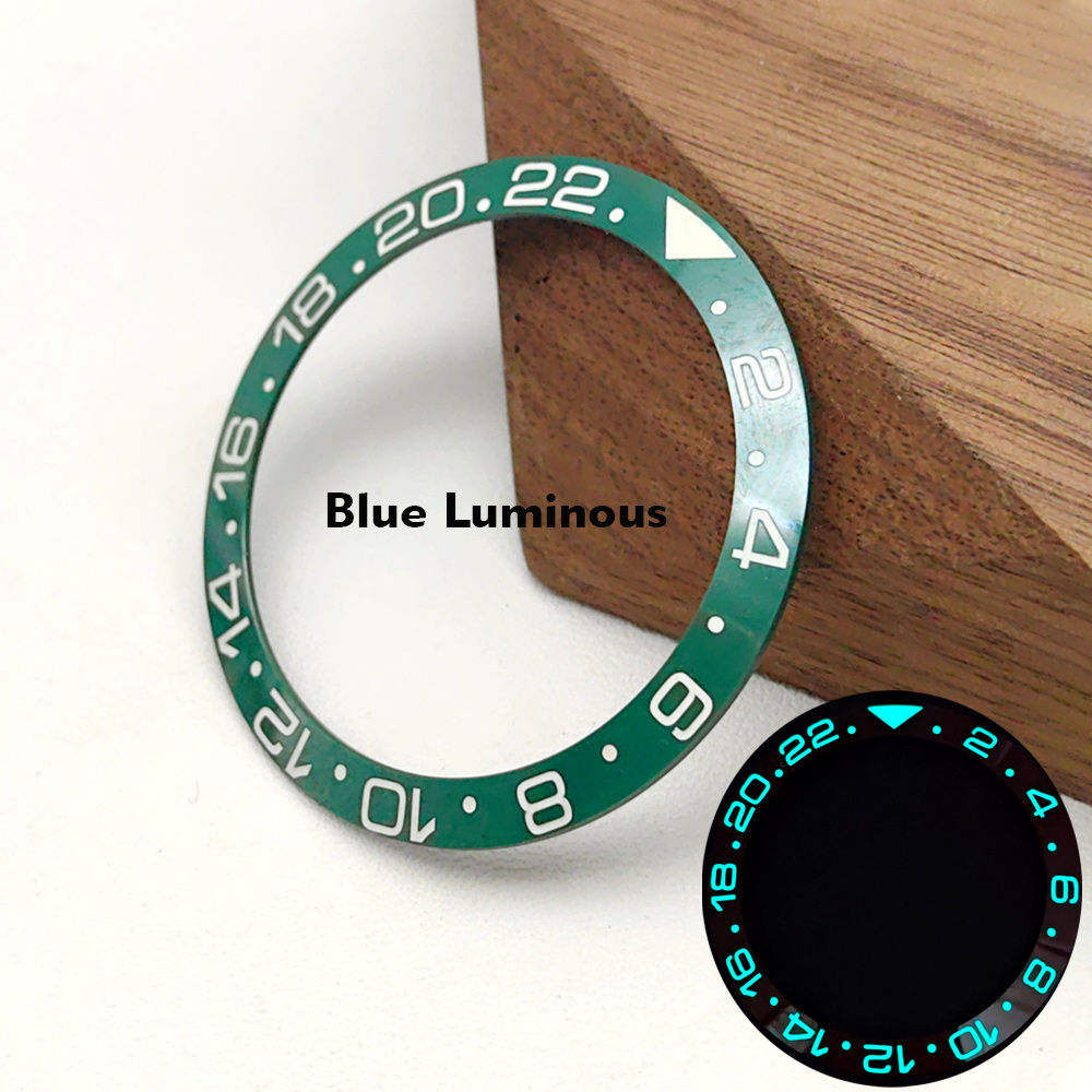 Inserto de bisel de reloj GMT luminoso azul de 38mm apto para SKX007 SRPD GMT caja de reloj NH35 piezas de anillo de inserción de bisel de cerámica: orange