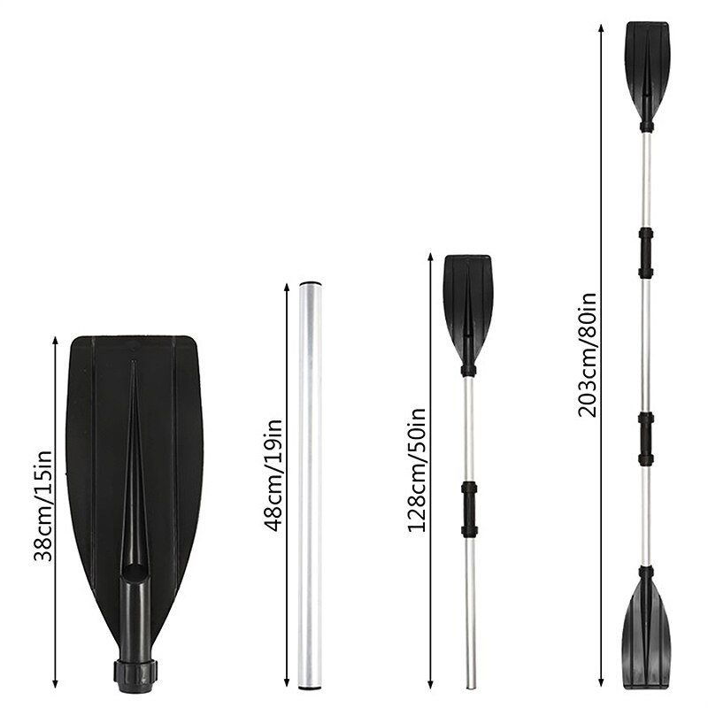 Remos de barco de aluminio reforzado desmontable de 126cm, remo largo de remos, bote inflable de PVC, accesorios para Kayak de pesca, 2 piezas