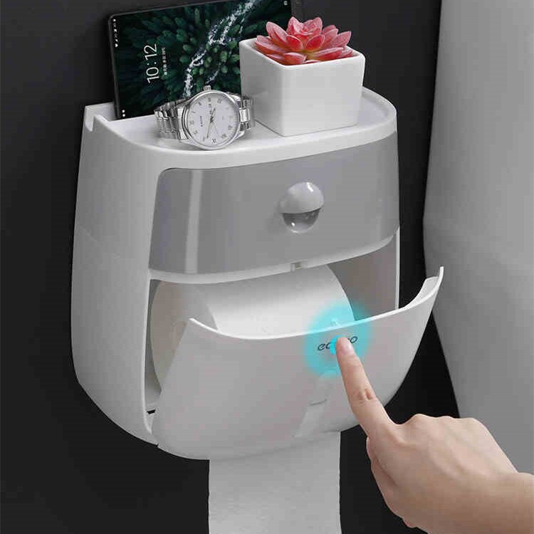 Wall-Mounted Bathroom Tissue Box Tissue Dispenser for Multifold Paper Towels Tissue Storage Box Drawer Kitchen Organizer