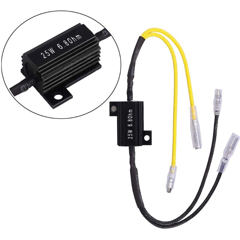 Resistencia de potencia para Moto, 1 par, resistencia de decodificación de carga para LED, Mini luz Flash de señal de giro, piezas de reparación, 25W, 6.8Ohm