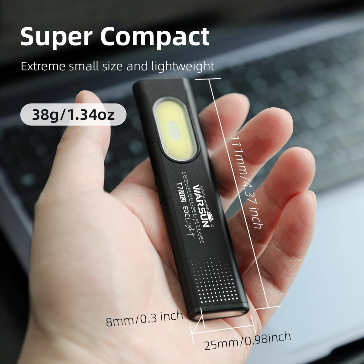 Warsun llavero LED linterna USB-C recargable 600Lm Mini linterna portátil linterna de bolsillo luz de trabajo de inundación con imán