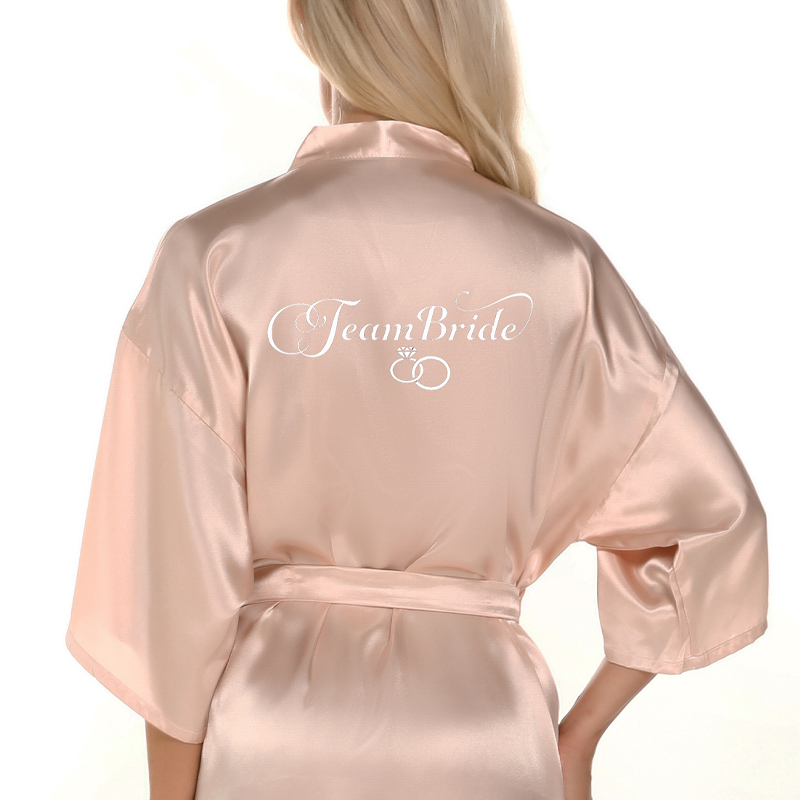 Champagner-Bademantel für Braut, Satin--Seiden-Kimono, Damen, Brautparty, Schwester, Team, Mutterparty, Nachtwäsche, Brautjungfer, Hochzeit, kurze Roben: M / Orange