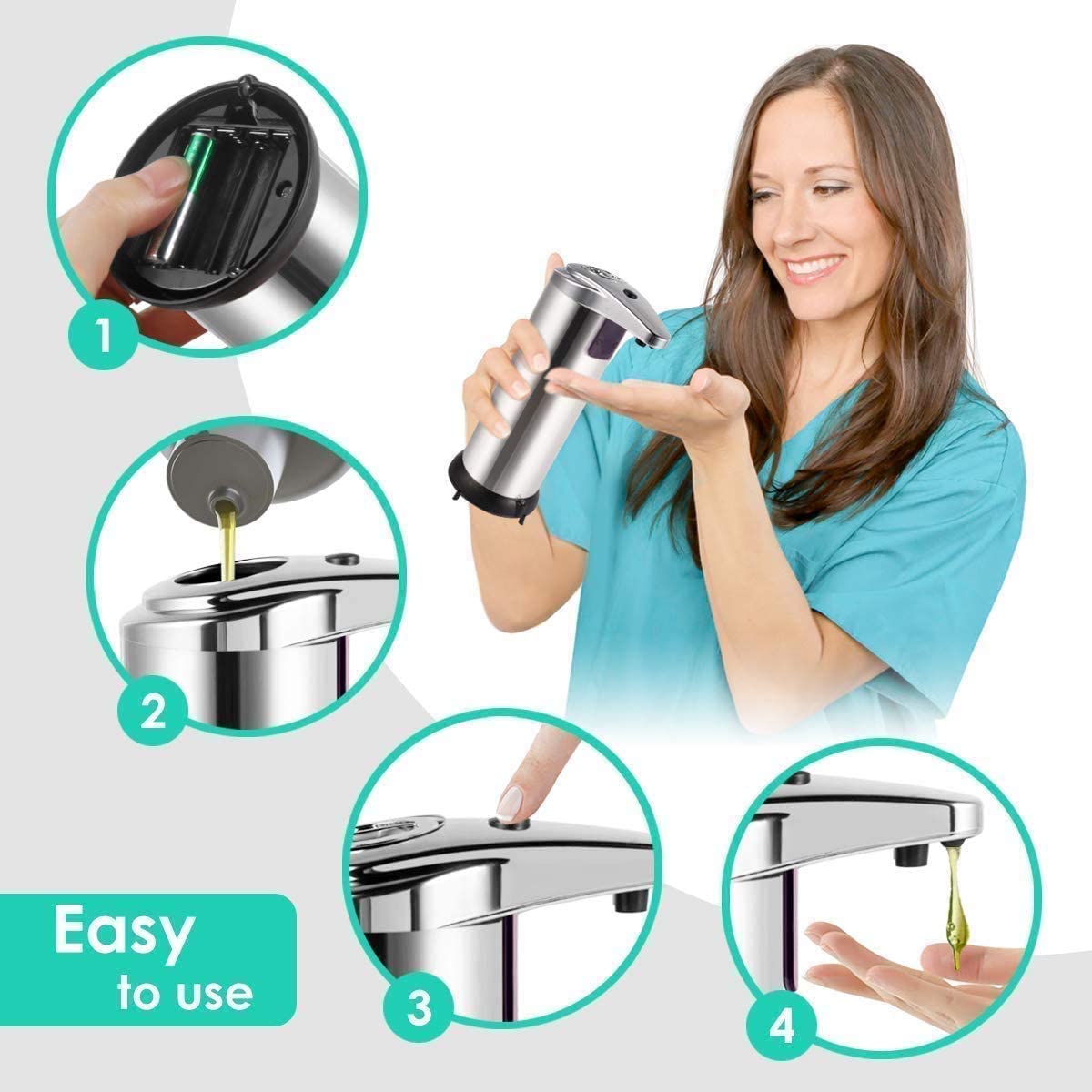 Liquid Soap Dispensers Stainless Steel Automatic Liquid Dispenser Smart Sensor 250ML Hand Wash Dispenser Home Kitchen Bathroom