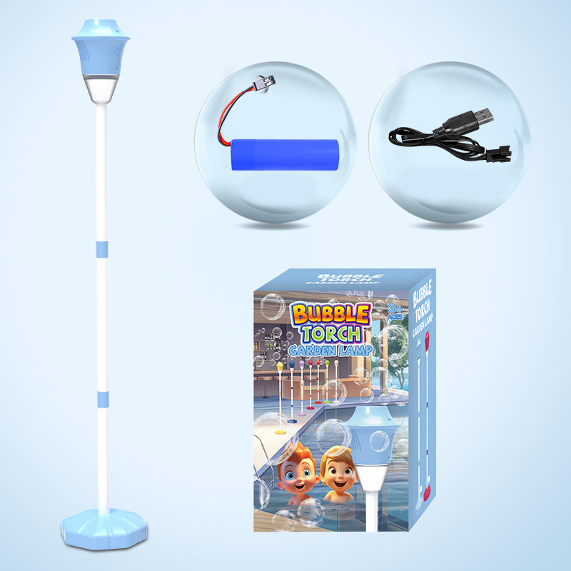 Bubble Torch Garden Lamp Rechargeable Adjustable Bubble Machine with Lights Music Auto Vertical Bubble Machine for Wedding: Blue
