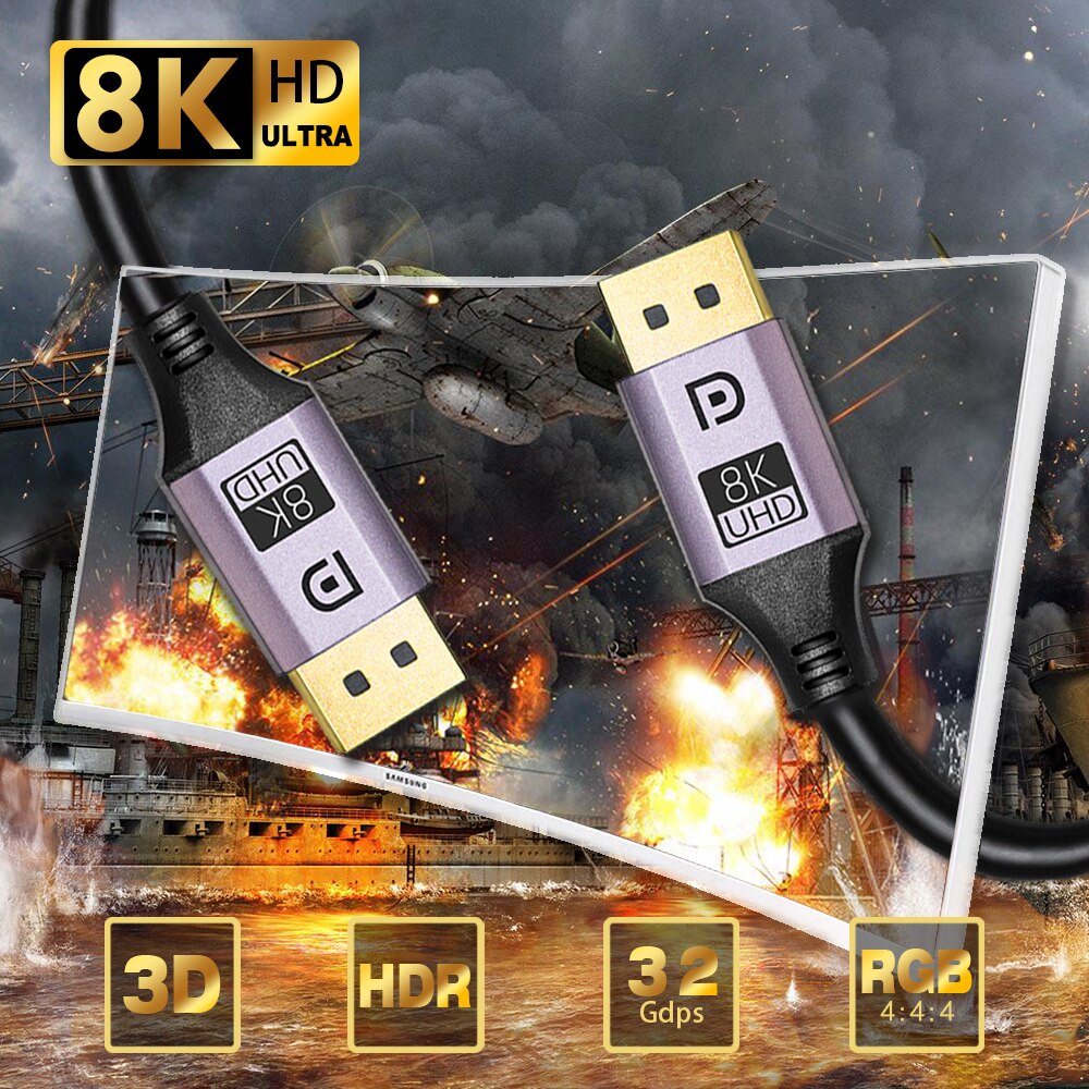 DisplayPort 1.4 kabel 8k 60Hz 4K HDR Port wyświetlacza szybki Adapter do komputera wideo Laptop TV DP 1.4 Port wyświetlacza 1.2 kabel
