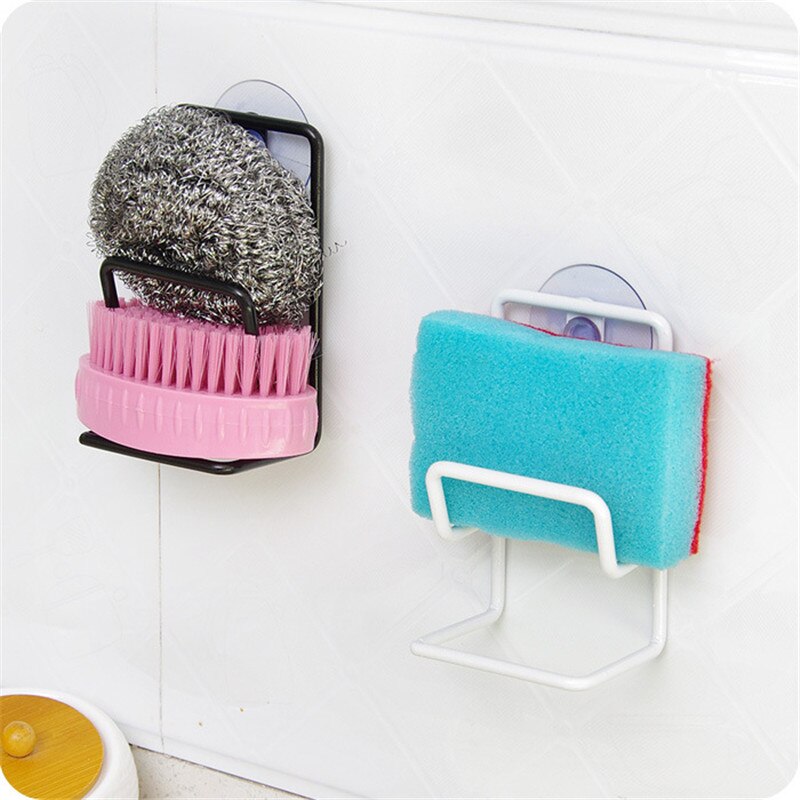 Metal Suction Cup Sink Drain Rack Wall Sucker Sponge Storage Drying Holder Kitchen Sink Soap Stand Dish Cloth Shelf Organizer