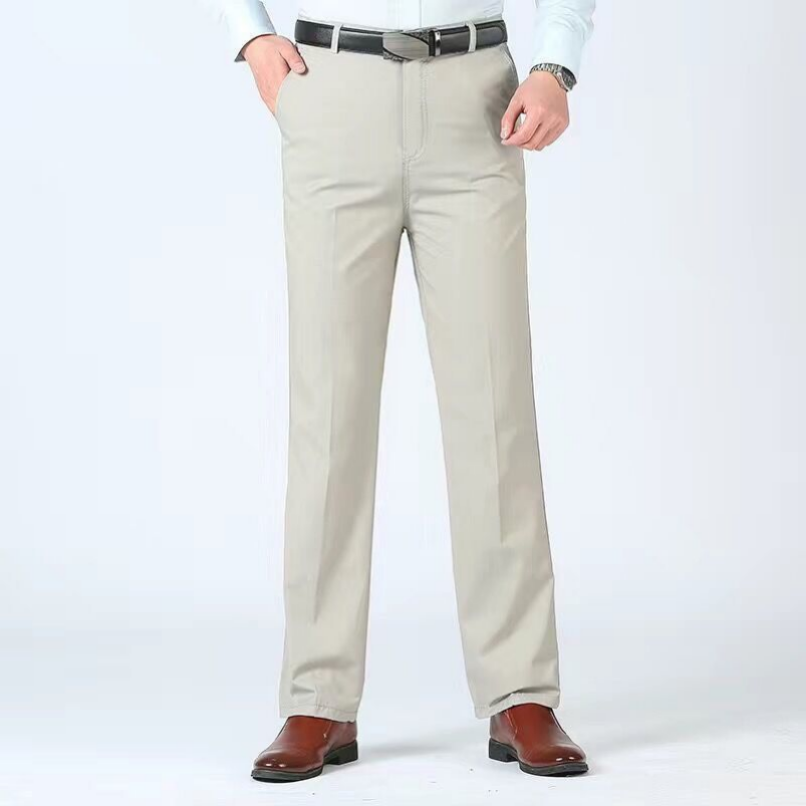 Zomer Dunne Herfst Dikke 100% Katoenen Rechte Pak Broek Heren Losse Broek Business Effen Grijze Kaki Casual Kleding