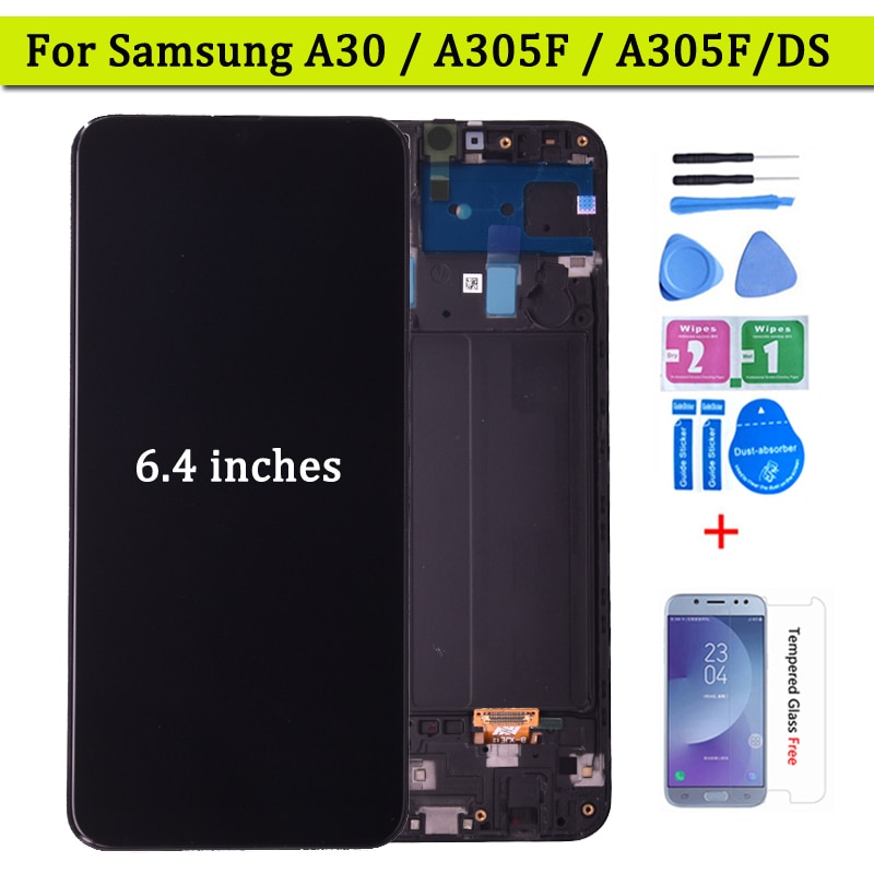 6.4 ''Display Voor Samsung Galaxy A30 A305/Ds A305FN A305G A305GN A305YN Lcd Met Touch Screen Digitizer Vergadering