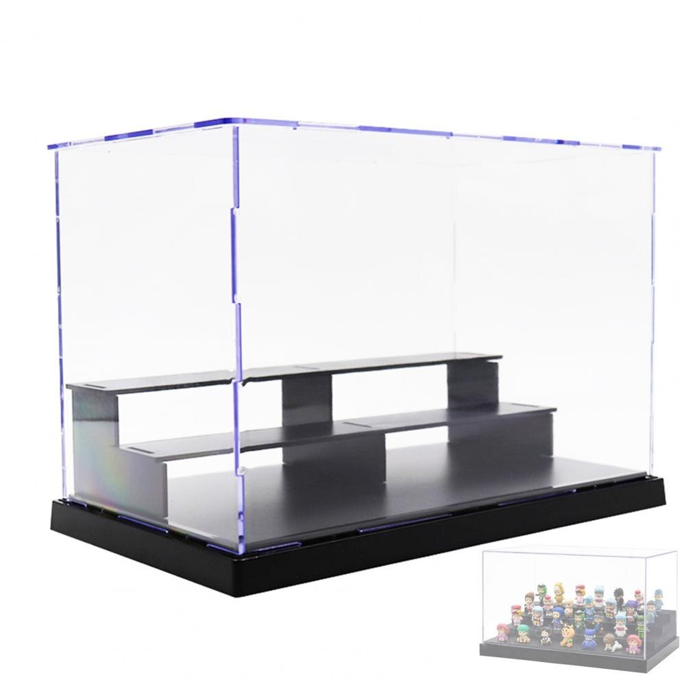 Display Case 3-Tier Dustproof Acrylic 25*14.5*17cm Clear Action Figure Model DIY Storage Box for kids children