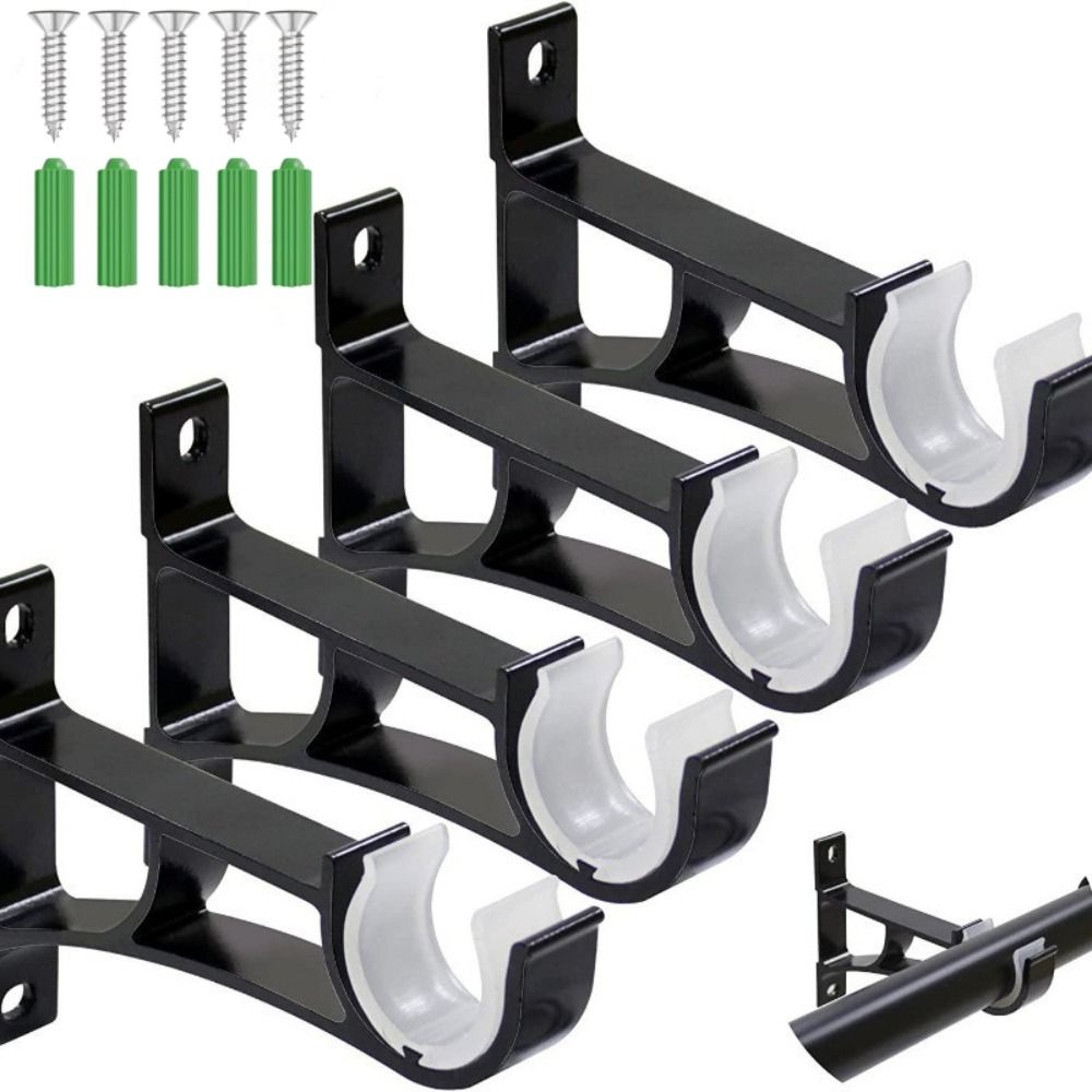 Aluminum Alloy Curtain Rod Support Heavy Duty with Screws Curtain Fixing Clip Single Metal Window Hardware Tools