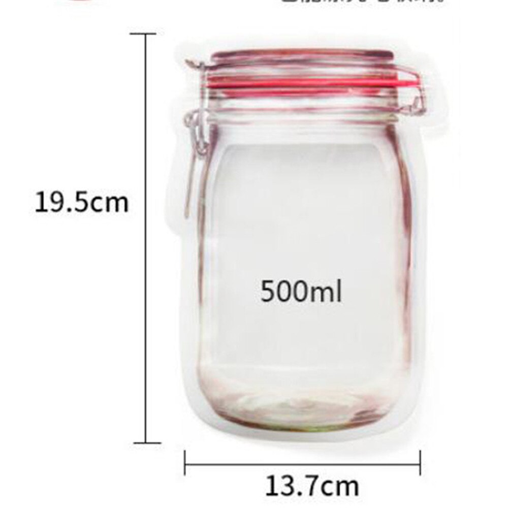 Reusable Mason Jar Bottles Bags Nuts Candy Cookies Bag Waterproof Seal Fresh Food Storage Bag Snacks Sandwich Zip Lock Bags: Medium