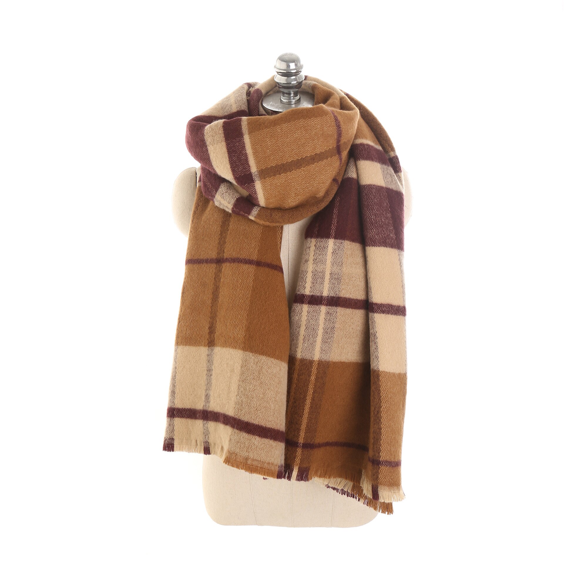 Sjaals dames winter warm geruit kasjmier kwast lange sjaal sjaal europese stijl trendy all-match dames omslagdoeken dagelijks chic: Default Title