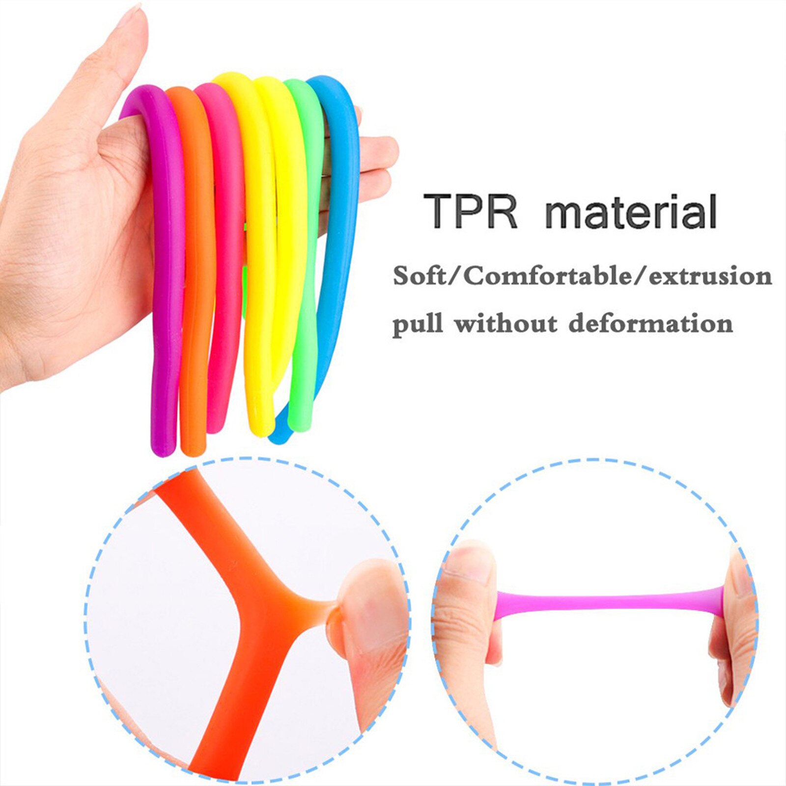 4Pcs Kinderen Volwassen Decompressie Speelgoed Zachte Noodle Stretch String Rubber Tpr Touw Grappen Fidget Autisme Anti Stress Relief Speelgoed