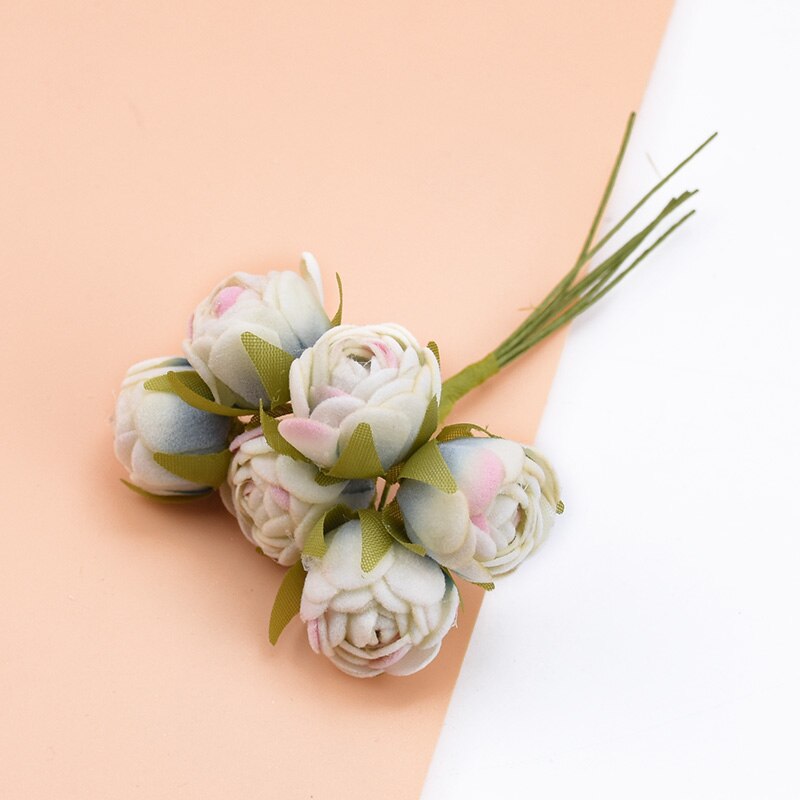 6 stk silke te knopper roser vaser til hjemmeinnredning julekrans gjør-det-selv-boks bryllup dekorative blomster kunstige blomster billig: 9