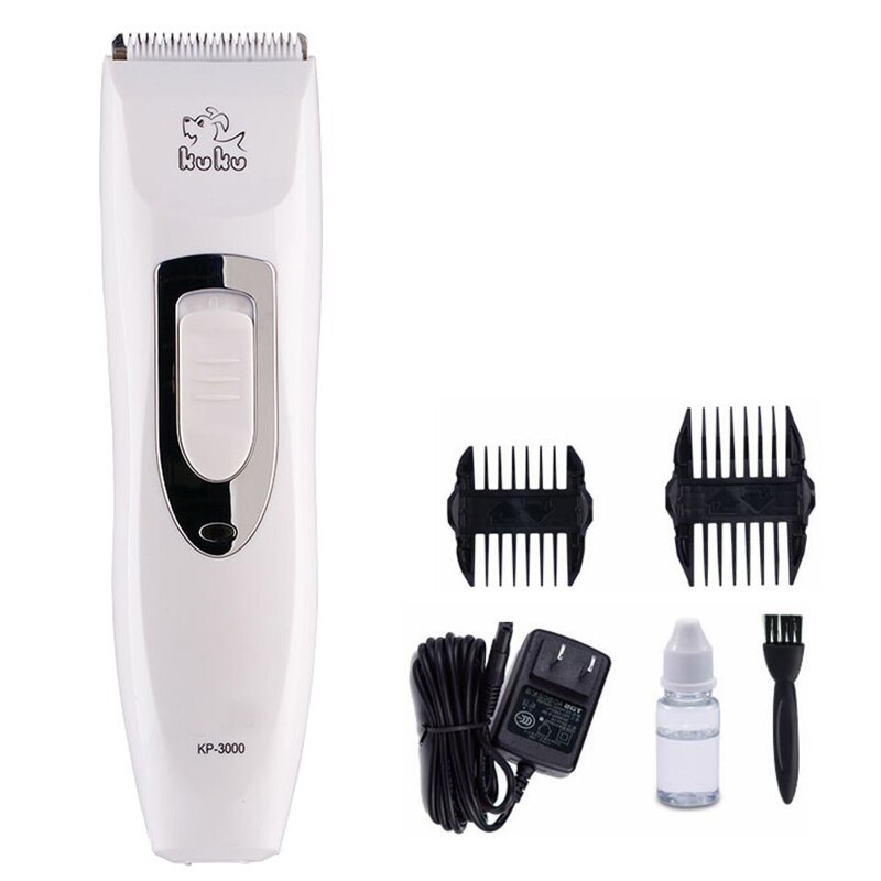 KUKU KP3000 Electric Dog Hair Trimmer Rechargeable Sharp Pet Hair Clipper Dog Grooming Haircut Shaver Machine White: standard