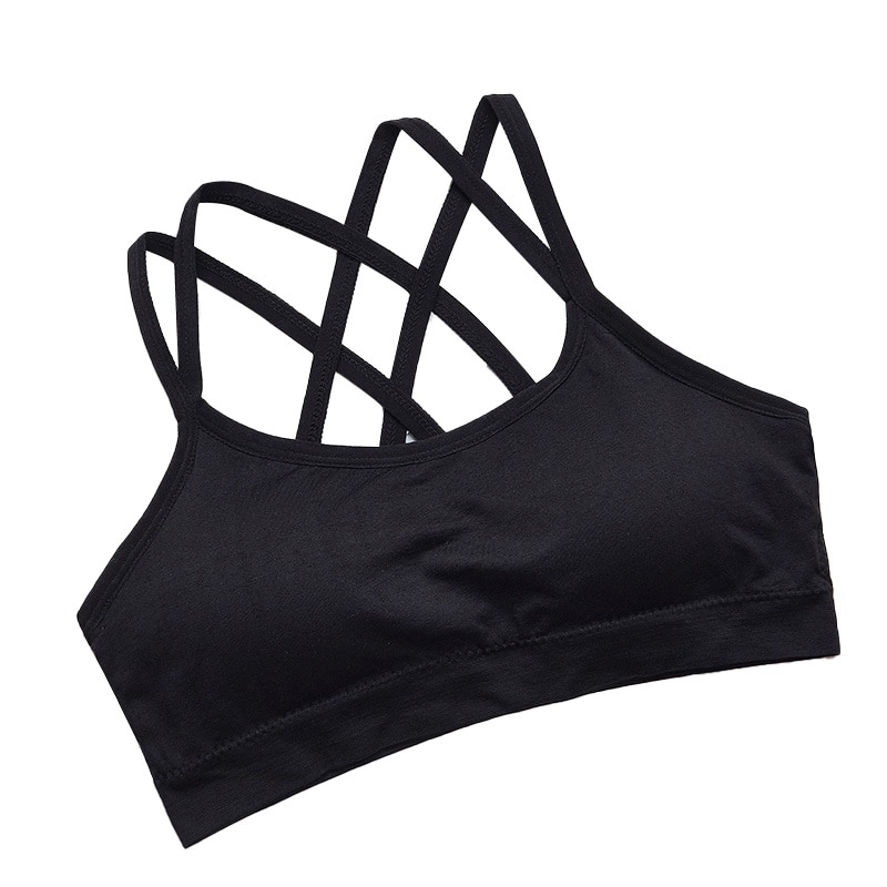 CHRLEISURE Cross Beauty Back Sexy Bra Chest Pad Gather Shockproof Fitness Underwear Elastic Breathable Push Up Bra