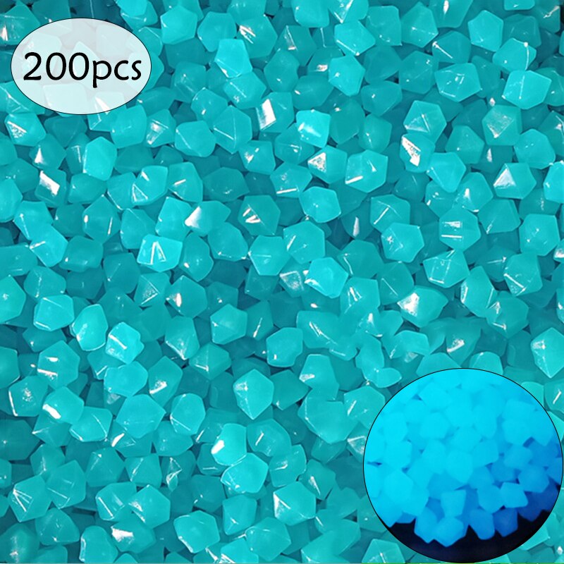 200/300/500Pcs Decorative Pebbles Garden Decor Outdoor Luminous Pebbles Garden Lawn Yard Walkway Stones Glow In The Dark Pebbles: Blue 200pcs