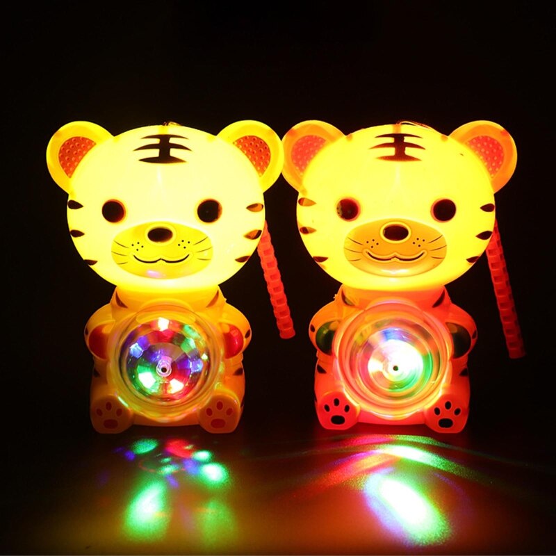 Kids Fun Light Up Lantern Toy with Music Tiger Shape Hanging Glowing Lantern with Handle 2022 Year Children Toys Party Favor