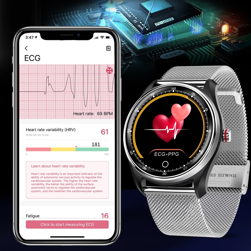 MX9 smart watch voor Zwemmen Smart armband ECG Touch-Screen Bloeddruk Hart-Rate IP68 Waterdicht