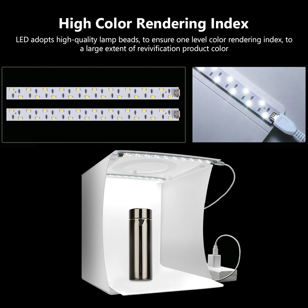 24.5x22x22cm Mini Folding Studio Diffuse Soft Box Lightbox With Double LED Light 6 Color Photography Background Photo Studio box