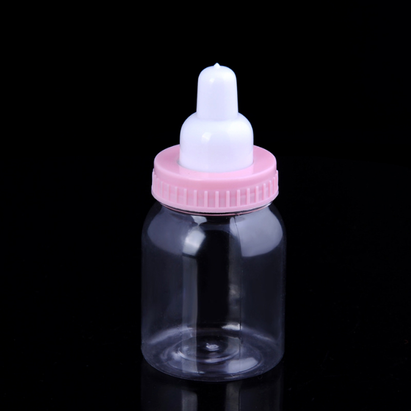 3/6/12/24pcs European baby birthday candy box bottle transparent box sugar storage box party decoration: Pink  1 / 6PCS